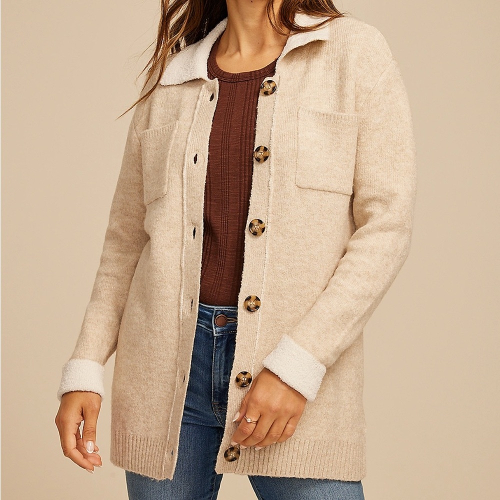 Maurices Tan Teddy Jacket with Button-Up Design